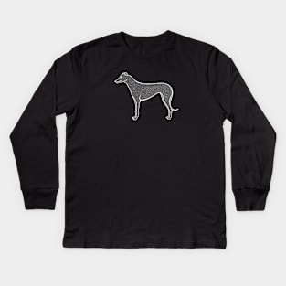 Greyhound - hand drawn detailed dog lovers design Kids Long Sleeve T-Shirt